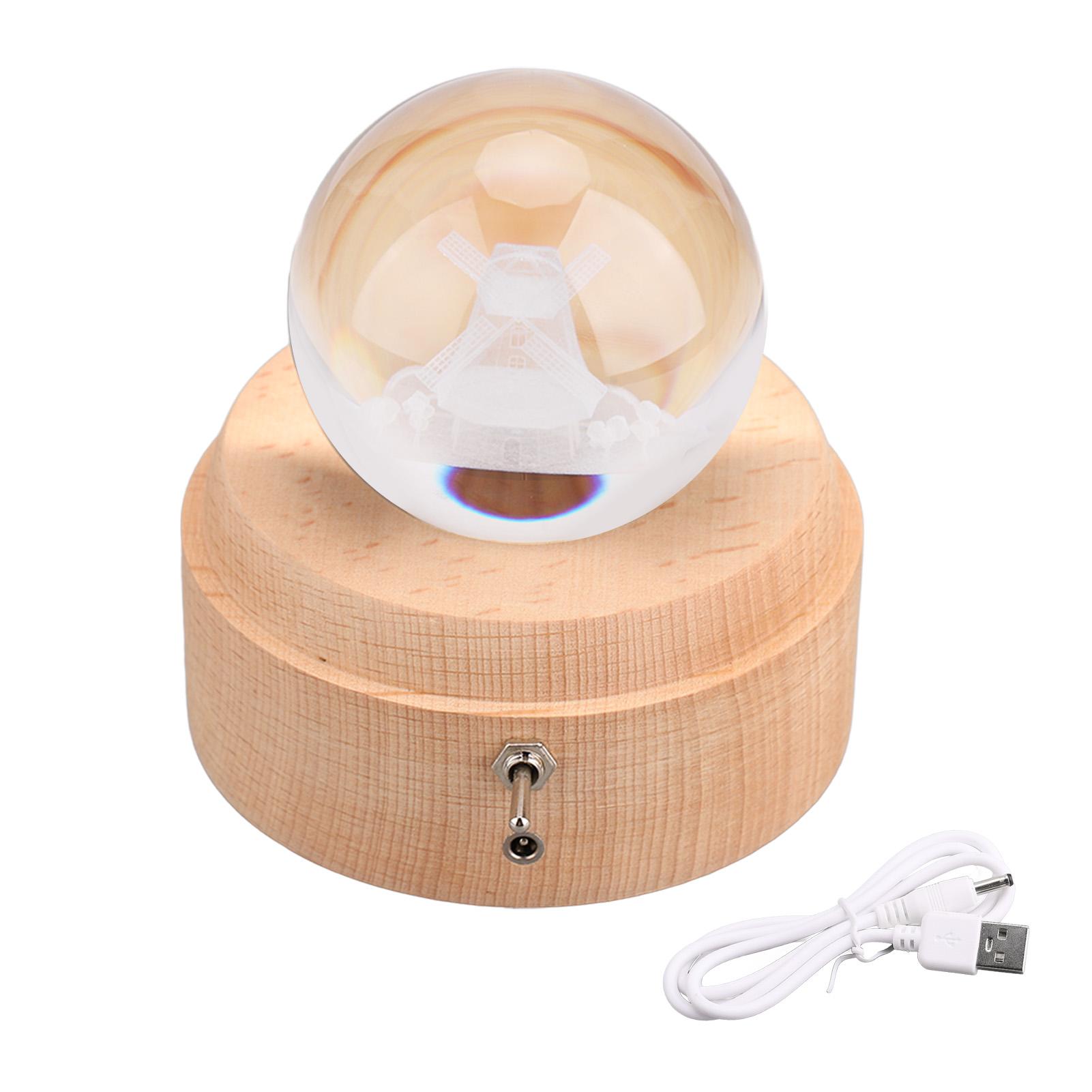 3D Crystal Ball Music Box Rotating Wooden Base Colorful Small Night Lamp Gift for Girls Women Windmill
3D Crystal Ball Music Box Rotating Wooden Base Colorful Small Night Lamp Gift for Girls Women Windmill