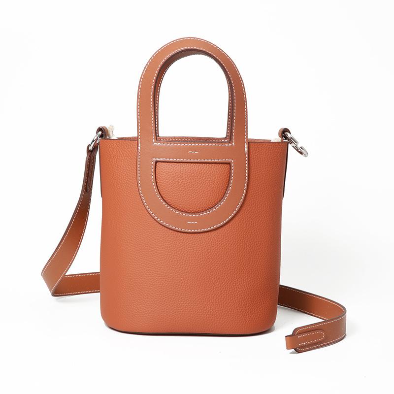 Сумка-ведро из натуральной кожи с верхним слоем из коровьей кожи, женская сумка через плечо золотисто-коричневый