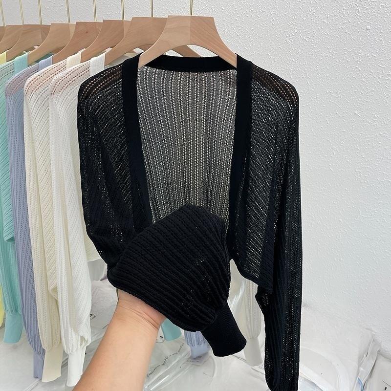 Летний тонкий свободный вязаный кардиган с кондиционером и солнцезащитным чехлом, майка с рукавами-фонариками, короткий топ, куртка для женщин one size чёрный
Летний тонкий свободный вязаный кардиган с кондиционером и солнцезащитным чехлом, майка с рукавами-фонариками, короткий топ, куртка для женщин one size чёрный