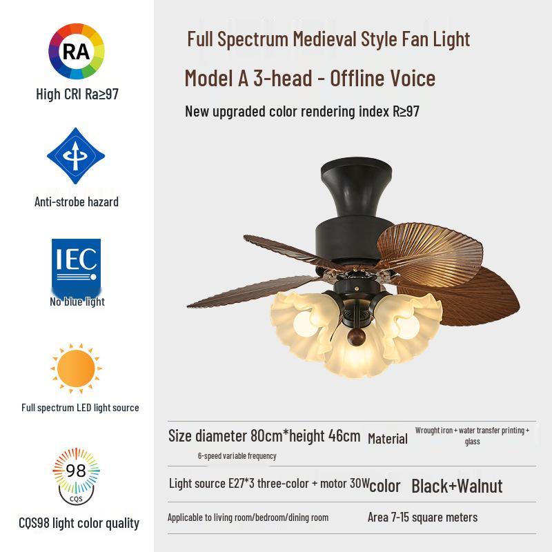 Ретро Американский Потолочный Вентилятор с Подсветкой для Спальни с Дизайном Листа Банана Walnut color, Type A, 3 heads - Diameter 80CM
Ретро Американский Потолочный Вентилятор с Подсветкой для Спальни с Дизайном Листа Банана Walnut color, Type A, 3 heads - Diameter 80CM