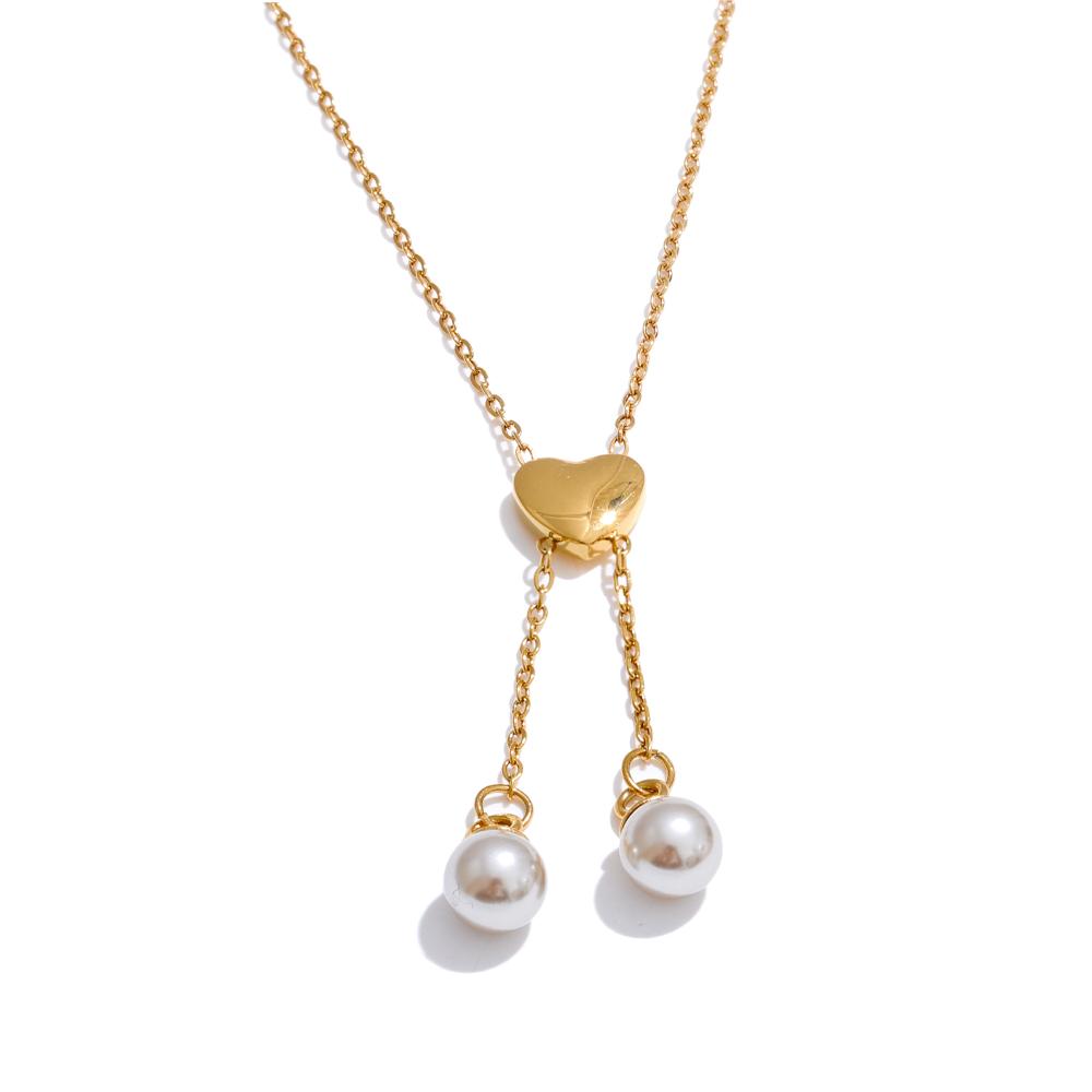 Yhpup Fashion Stainless Steel Chain Heart Imitation Pearls Drop Necklace Korean 18K Gold Color Plated Collar Jewelry for Women
Yhpup Fashion Stainless Steel Chain Heart Imitation Pearls Drop Necklace Korean 18K Gold Color Plated Collar Jewelry for Women