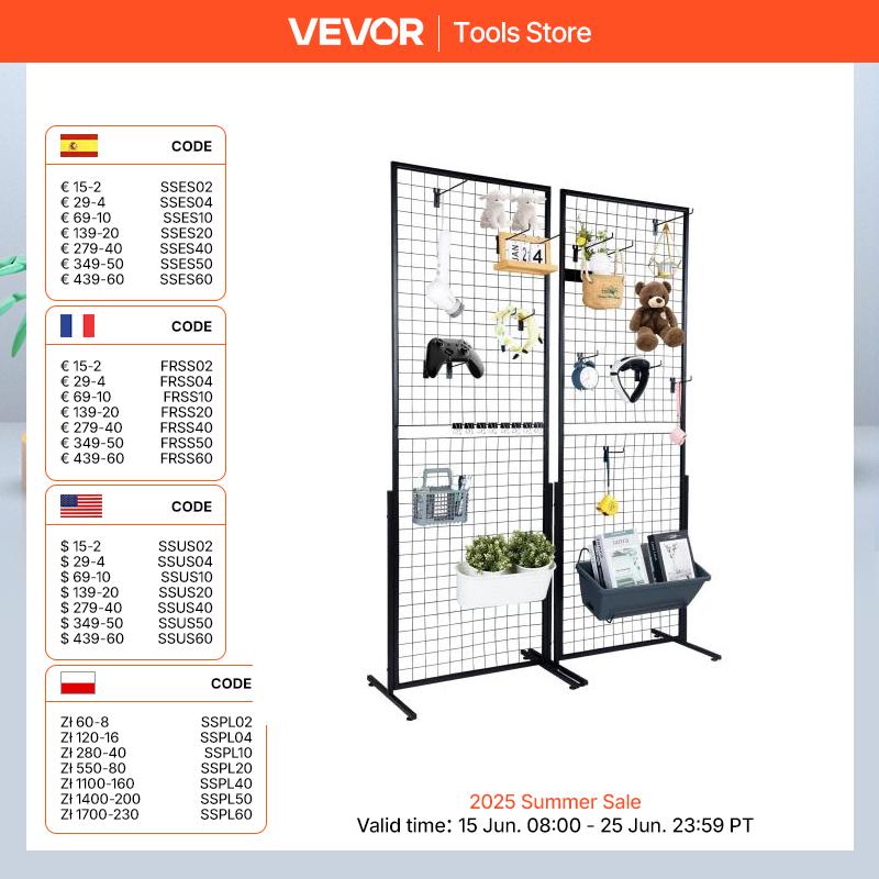 VEVOR Grid Wall Panels Tower Wire Gridwall Display Racks Double Side Gridwall Panels for Art Craft Shows Retail Display W/ Hooks
VEVOR Grid Wall Panels Tower Wire Gridwall Display Racks Double Side Gridwall Panels for Art Craft Shows Retail Display W/ Hooks
