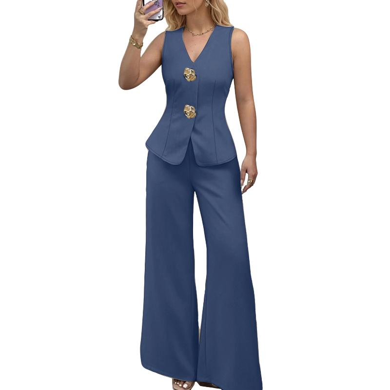 ZANZEA Женский летний костюм-двойка: жилет без рукавов и брюки S тёмно-синий
ZANZEA Женский летний костюм-двойка: жилет без рукавов и брюки S тёмно-синий
