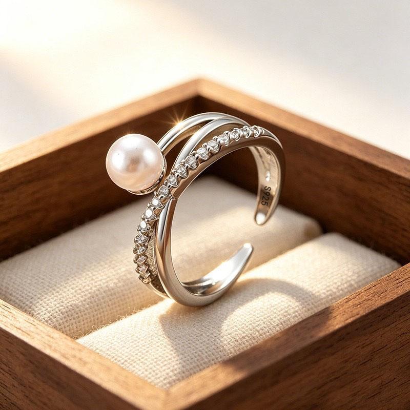BF CLUB 925 Sterling Rings for Women Simple Geometric Handmade Irregular Pearl Zircon Ring Allergy For Birthday Gift resizable
BF CLUB 925 Sterling Rings for Women Simple Geometric Handmade Irregular Pearl Zircon Ring Allergy For Birthday Gift resizable