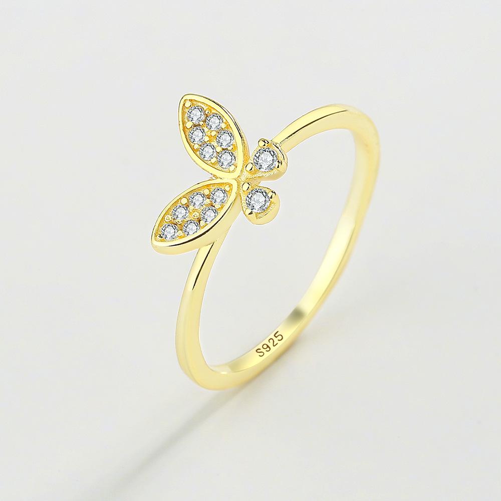 14K Gold Electroplated S925 Silver Butterfly Zircon Ring - Trendy Jewelry Piece Size 7
14K Gold Electroplated S925 Silver Butterfly Zircon Ring - Trendy Jewelry Piece Size 7
