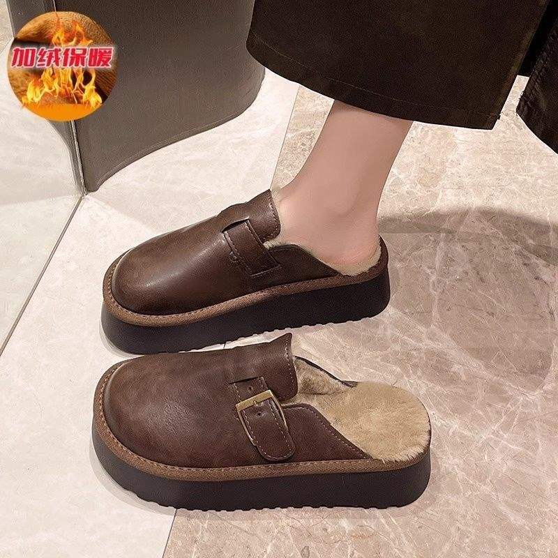 Retro velvet thick-soled bag head half slippers women s outer wear 2025 new height-increasing lazy one-pedal Birkencotton slippers 40 коричневый
Retro velvet thick-soled bag head half slippers women s outer wear 2025 new height-increasing lazy one-pedal Birkencotton slippers 40 коричневый