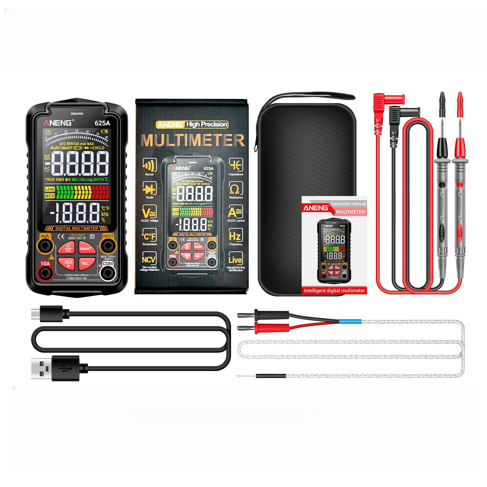 625A Intelligent Digital Multimeter 6000 Count Rechargeable Multifunctional Electrician Maintenance Measuring Tool with 1000mAh чорний
625A Intelligent Digital Multimeter 6000 Count Rechargeable Multifunctional Electrician Maintenance Measuring Tool with 1000mAh чорний