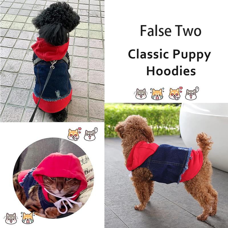 Pet Clothes Dog Jeans Jacket Layered Drawstring Hood Denim Jacket False Two Coat Clothing for Small Medium Dogs Cats Red/Black XS красный
Pet Clothes Dog Jeans Jacket Layered Drawstring Hood Denim Jacket False Two Coat Clothing for Small Medium Dogs Cats Red/Black XS красный