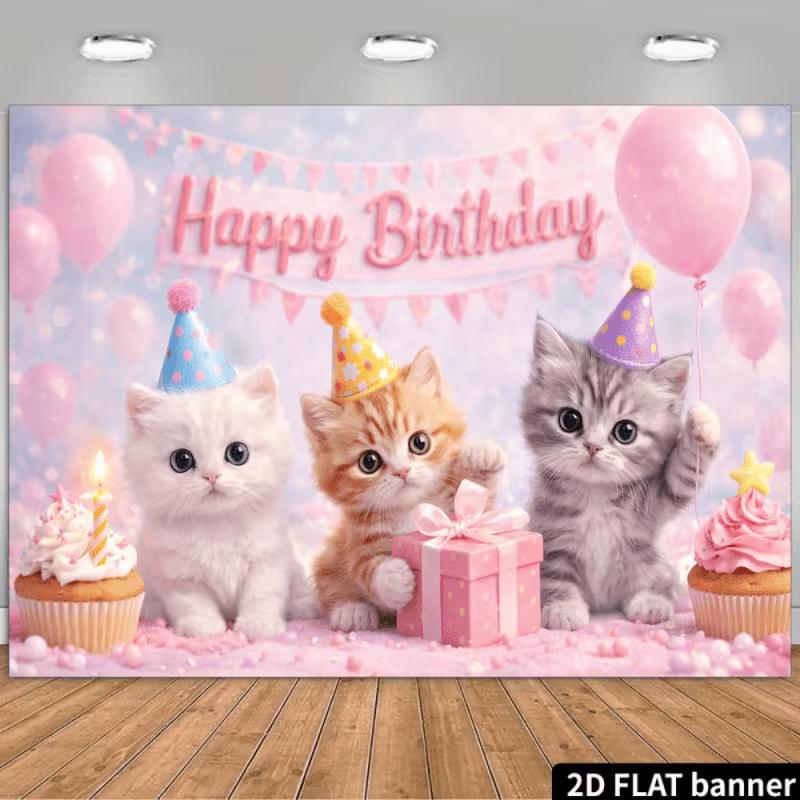 2D Happy Birthday Kitten Backdrop Pink Cat Party Photography Background 47.2x31.5inch/120*80cm
2D Happy Birthday Kitten Backdrop Pink Cat Party Photography Background 47.2x31.5inch/120*80cm