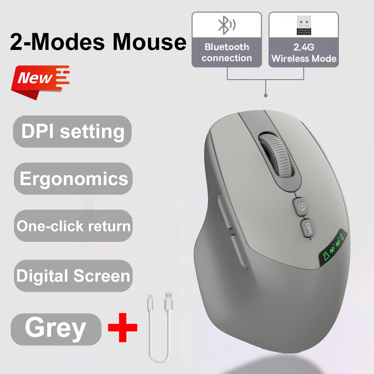 NEW HOT Noiseless Dual Mode Wireless Mouse Bluetooth 2.4G Silent Click DPI Adjustable 500mA Long battery life Battery Display
NEW HOT Noiseless Dual Mode Wireless Mouse Bluetooth 2.4G Silent Click DPI Adjustable 500mA Long battery life Battery Display
