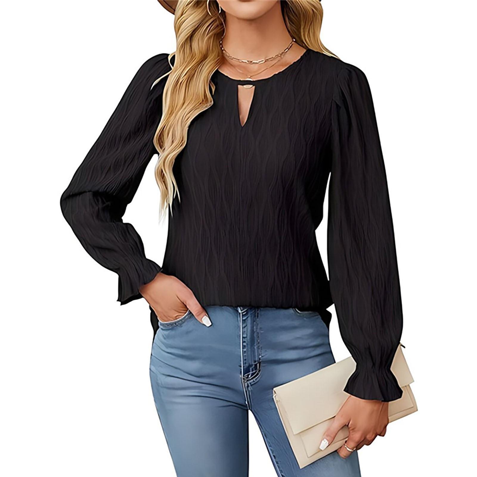 Women s Casual And Fashionable Solid Color Round Neck Trumpet Sleeve Long Sleeved Top L чорний
Women s Casual And Fashionable Solid Color Round Neck Trumpet Sleeve Long Sleeved Top L чорний