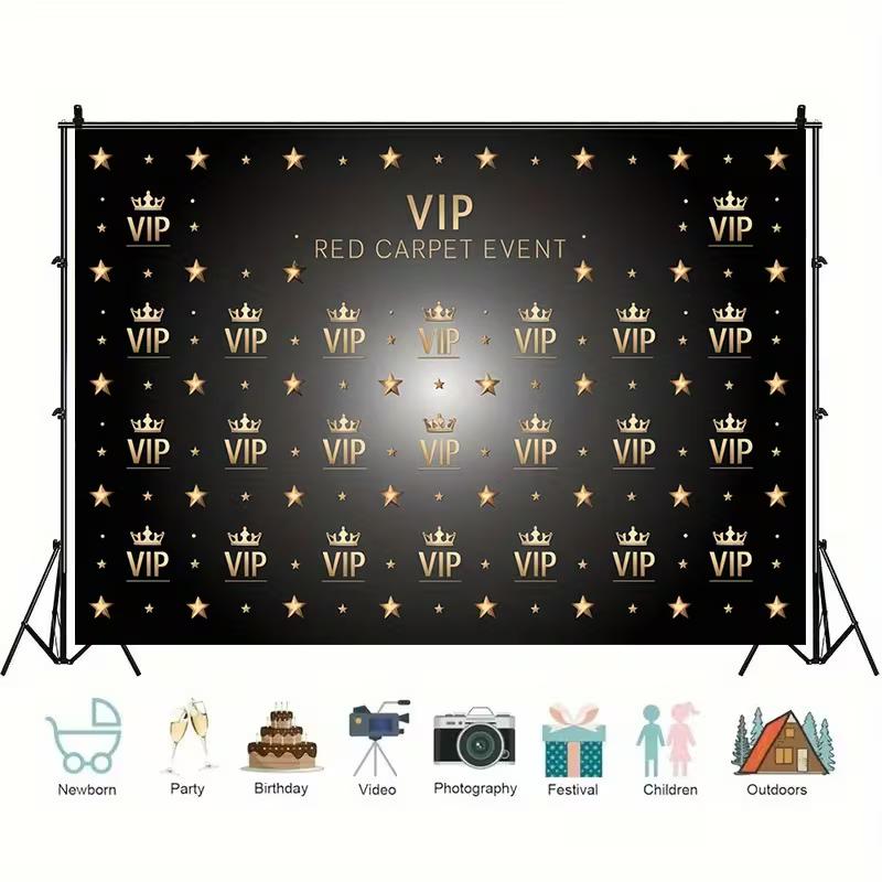 2D VIP Red Carpet Banner, Black Gold Star & Crown Party Background 47.2x31.5inch/120*80cm
2D VIP Red Carpet Banner, Black Gold Star & Crown Party Background 47.2x31.5inch/120*80cm