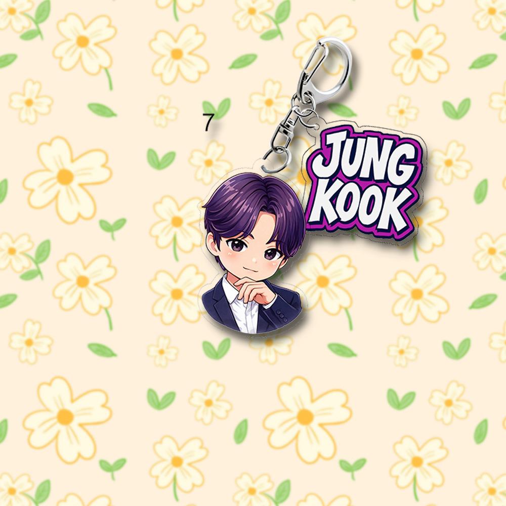 BTS Anime Style Cartoon Acrylic Keychain, Bangtan Boys Suit Figure + Colorful Name Tag Double Charm Keyring, Kpop ARMY Fans Bag Pendant JUNGKOOK
BTS Anime Style Cartoon Acrylic Keychain, Bangtan Boys Suit Figure + Colorful Name Tag Double Charm Keyring, Kpop ARMY Fans Bag Pendant JUNGKOOK