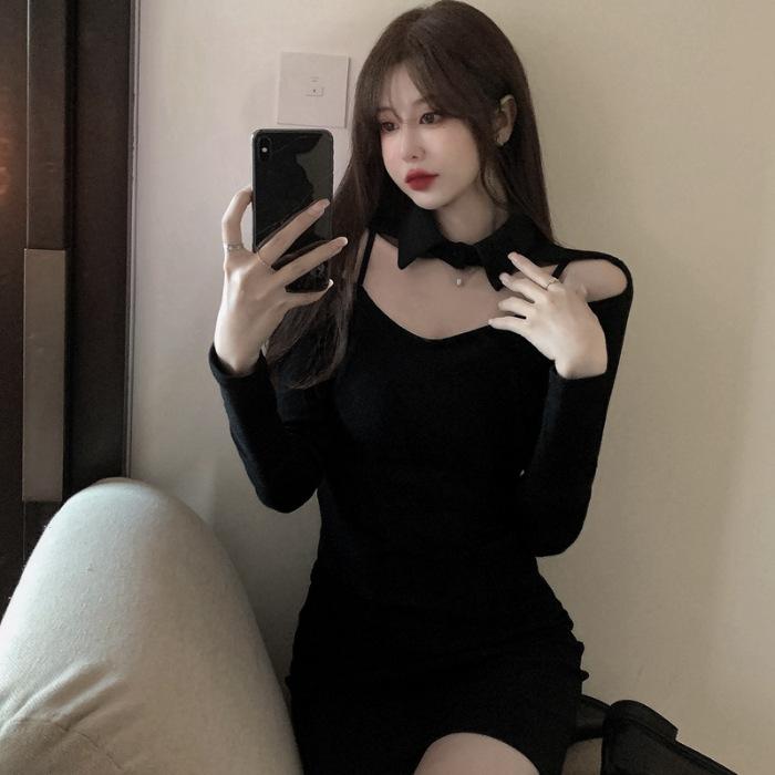 Polo collar bottoming short skirt women s autumn and winter new pure desire sexy slim-fitting hip skirt waist and thin long-sleeved dress XL чорний
Polo collar bottoming short skirt women s autumn and winter new pure desire sexy slim-fitting hip skirt waist and thin long-sleeved dress XL чорний