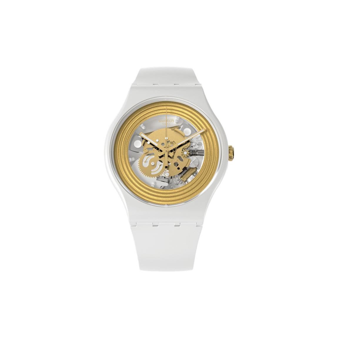 Swatch New Gent Series Quartz Movement White Circus Unisex Watch 41Mm Gold Dial Biobased Material Case Silicone Strap Unisex watches SO29W107 White
Swatch New Gent Series Quartz Movement White Circus Unisex Watch 41Mm Gold Dial Biobased Material Case Silicone Strap Unisex watches SO29W107 White