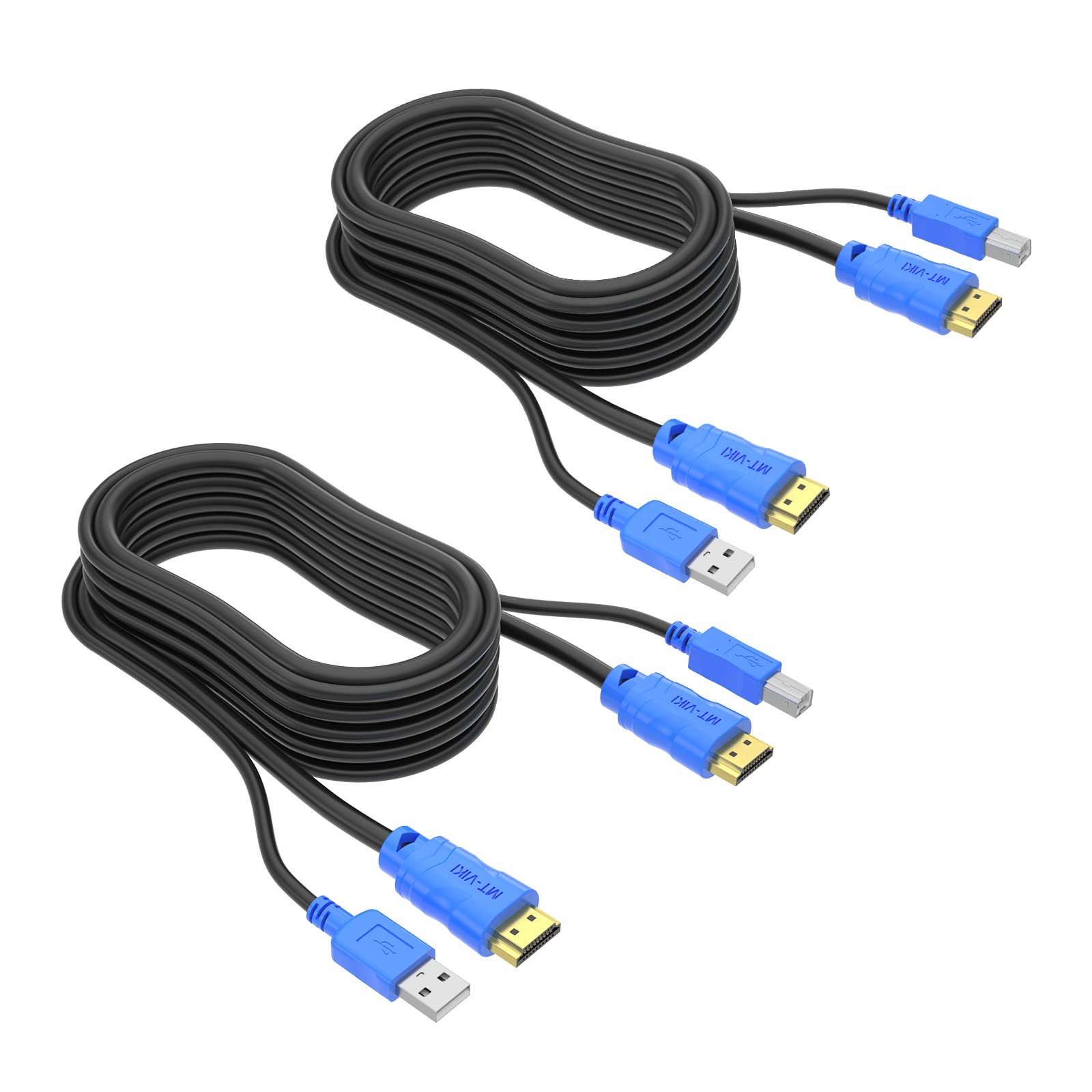 USB HDMI KVM Cable 2 Pack 10ft 4K HDMI USB A to HDMI USB B Twin Cord for Standard KVM Switches 10ft MT-VIKI
USB HDMI KVM Cable 2 Pack 10ft 4K HDMI USB A to HDMI USB B Twin Cord for Standard KVM Switches 10ft MT-VIKI