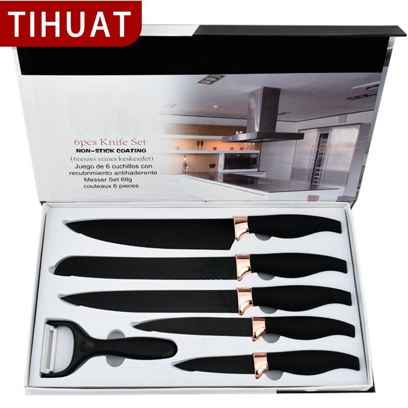 TIHUAT Шестичастный черный фруктовый нож с покрытием из розового золота Ручка для головы Нож для пилинга Кухонный нож Кухонные ножи и аксессуары Наборы ножей
TIHUAT Шестичастный черный фруктовый нож с покрытием из розового золота Ручка для головы Нож для пилинга Кухонный нож Кухонные ножи и аксессуары Наборы ножей