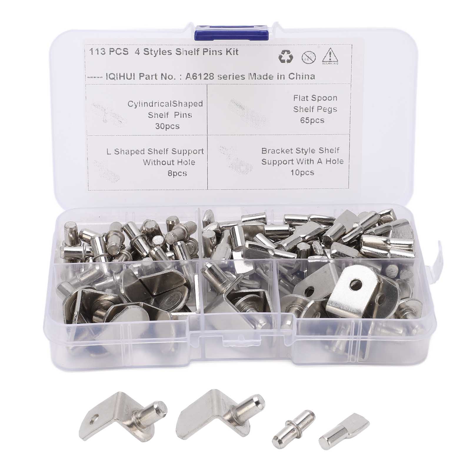 Набор из 113 шт. штифтов для полок 4 стилей, никелированные штифты для поддержки полок для шкафа RV, книжной полки, витрины
Набор из 113 шт. штифтов для полок 4 стилей, никелированные штифты для поддержки полок для шкафа RV, книжной полки, витрины