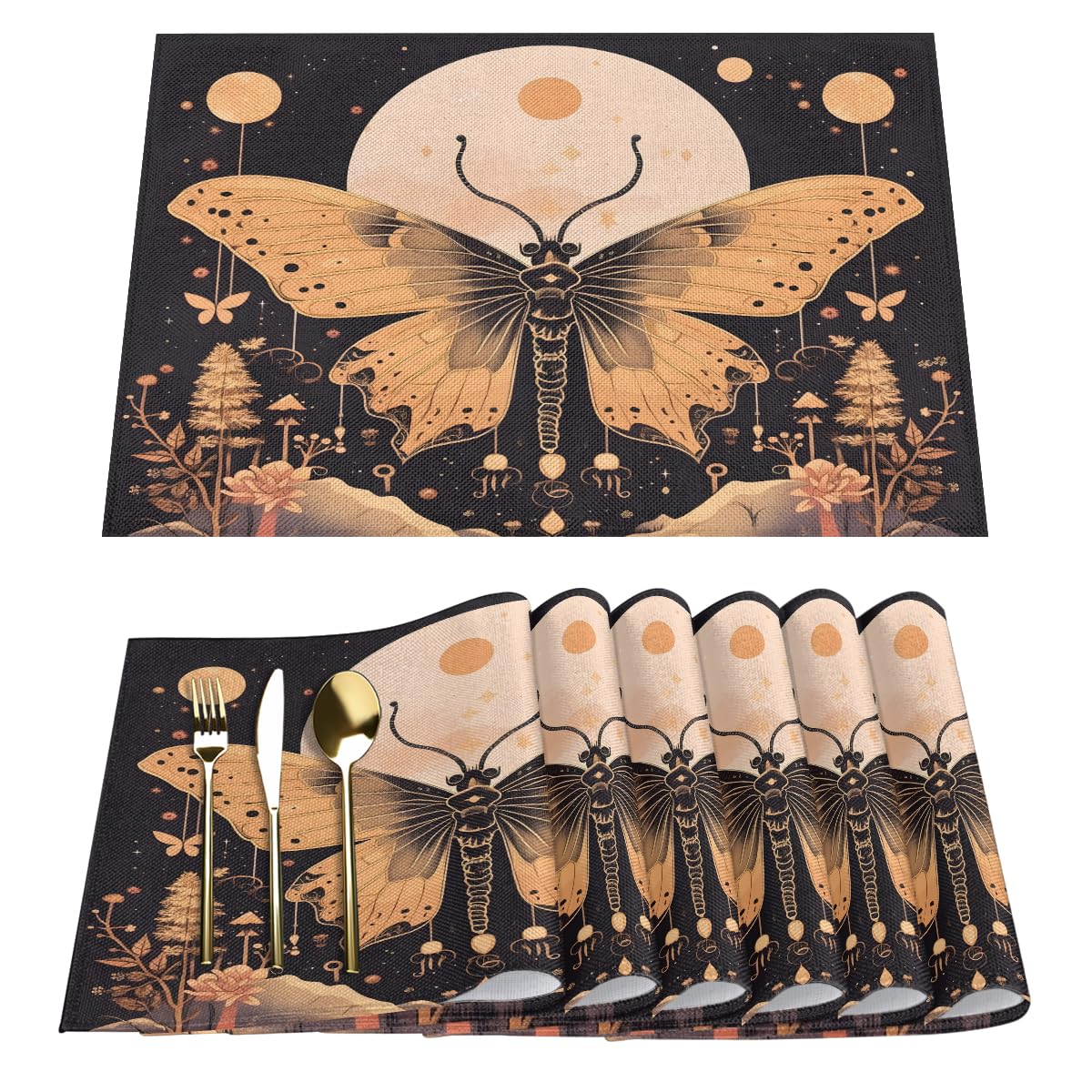 Placemats Set of 6 Butterfly Totem Linen Place Mat Washable Non-Slip Table Mats Holiday Tables Decor for Home Kitchen Dining Party, 12 x 18in 6PCS
Placemats Set of 6 Butterfly Totem Linen Place Mat Washable Non-Slip Table Mats Holiday Tables Decor for Home Kitchen Dining Party, 12 x 18in 6PCS