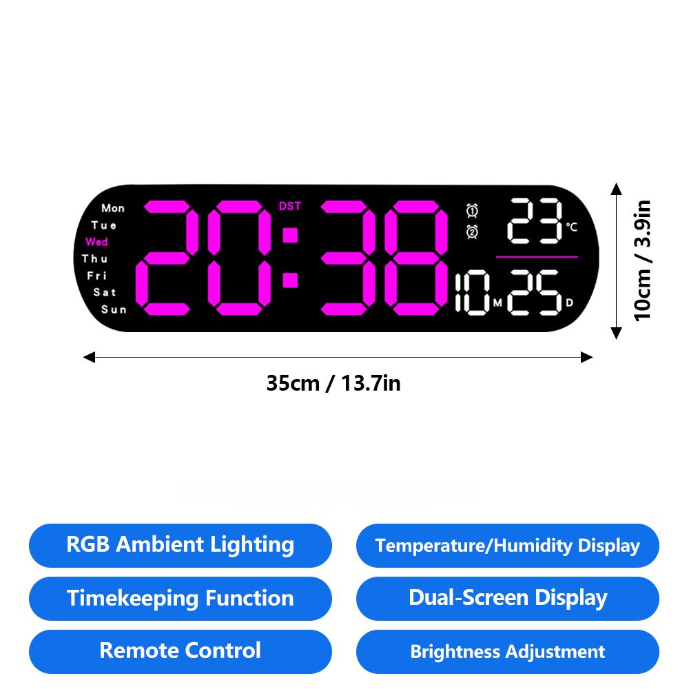 Світлодіодний цифровий настінний годинник з кольоровим настінним світлом, пультом дистанційного керування, дисплеєм температури та вологості, електронним будильником, декором для дому фуксія
Світлодіодний цифровий настінний годинник з кольоровим настінним світлом, пультом дистанційного керування, дисплеєм температури та вологості, електронним будильником, декором для дому фуксія