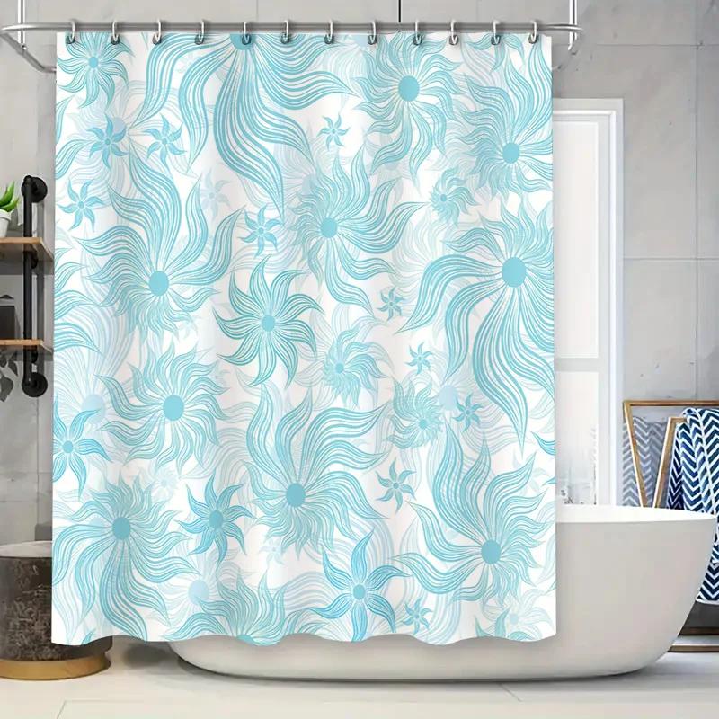 Modern Blue Flower Shower Curtain Waterproof Bathroom Decorative Liner for Bathtub Home Decoration Accessories (White) W90xH180cm
Modern Blue Flower Shower Curtain Waterproof Bathroom Decorative Liner for Bathtub Home Decoration Accessories (White) W90xH180cm