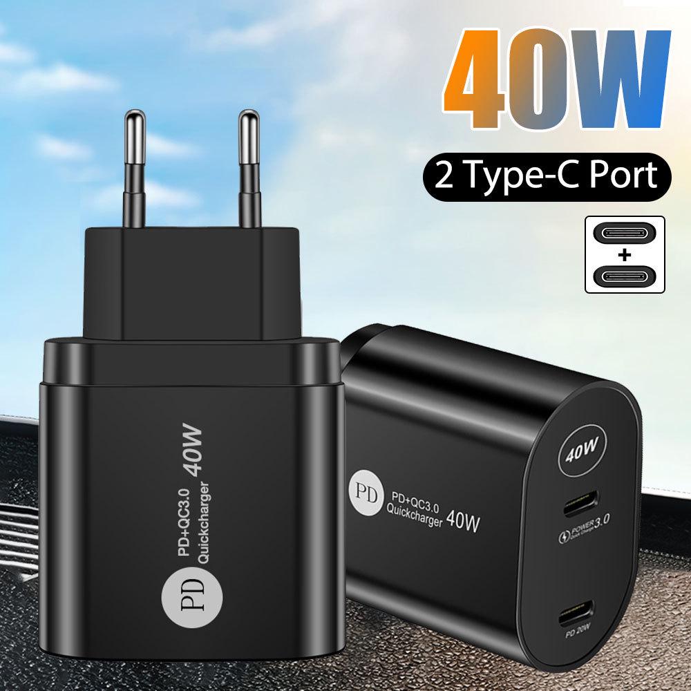 Dual Port 40W Fast Charging USB-C Travel Charger US Black
Dual Port 40W Fast Charging USB-C Travel Charger US Black