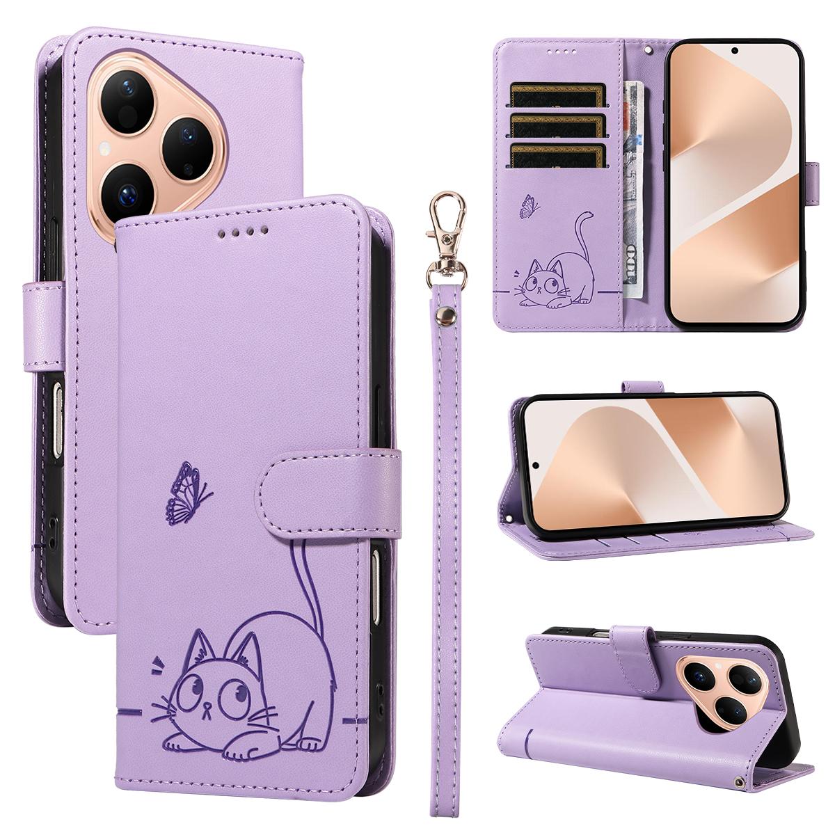 For Huawei Pura 80 Case Cat Pattern Imprint Leather Phone Cover with Wrist Strap Purple
For Huawei Pura 80 Case Cat Pattern Imprint Leather Phone Cover with Wrist Strap Purple