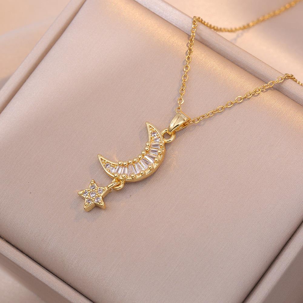 Stainless Steel Chain Dreamy Zircon Moon Star Pendant Necklaces for Women Girls Trendy Gold Silver Color Collar Accessories Gift
Stainless Steel Chain Dreamy Zircon Moon Star Pendant Necklaces for Women Girls Trendy Gold Silver Color Collar Accessories Gift