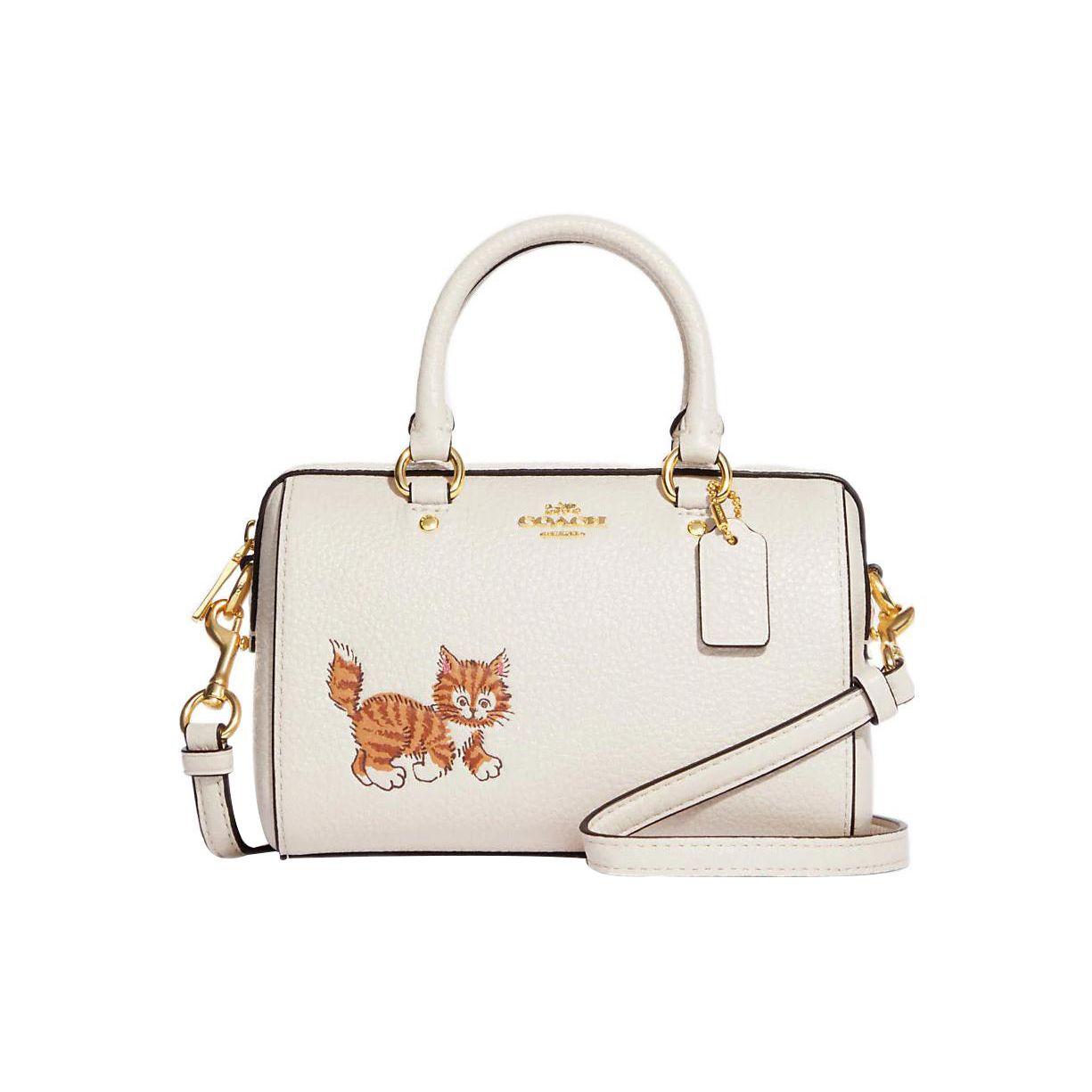 Coach White Pebbled Leather Cat Embroidered Mini Boston Crossbody Bag With Gold Hardware For Women Daily Use Basic Set (Bag+Dust Bag)
Coach White Pebbled Leather Cat Embroidered Mini Boston Crossbody Bag With Gold Hardware For Women Daily Use Basic Set (Bag+Dust Bag)