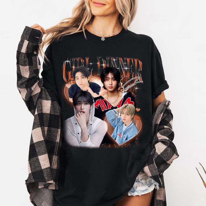 Girl Dinner Han Stray Kids T-shirt, Vintage Fans Homage Tee Men Women Hip Hop Streetwear Oversized Tshirt Short Sleeve Casual Clothing XXXL
Girl Dinner Han Stray Kids T-shirt, Vintage Fans Homage Tee Men Women Hip Hop Streetwear Oversized Tshirt Short Sleeve Casual Clothing XXXL