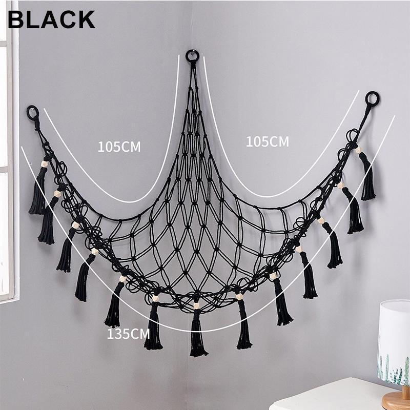 Игрушки для хранения гамак плетеный треугольный деревянный бисер кисточка чучело животного гамак для украшения дома чёрный
