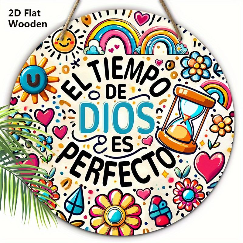 DIOS Wooden Sign with Spanish Bible Scriptures - Round Sign for Front Door, Wall, Room Hanging Decor - Ideal Home Hanging Ornament 20cm/7.87in
DIOS Wooden Sign with Spanish Bible Scriptures - Round Sign for Front Door, Wall, Room Hanging Decor - Ideal Home Hanging Ornament 20cm/7.87in