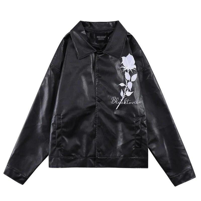 High Quality Fashionable Casual Men s PU Leather Jacket Rose Print Loose Lapel Coat Couples Street Hip-hop Motorcycle Jackets
High Quality Fashionable Casual Men s PU Leather Jacket Rose Print Loose Lapel Coat Couples Street Hip-hop Motorcycle Jackets