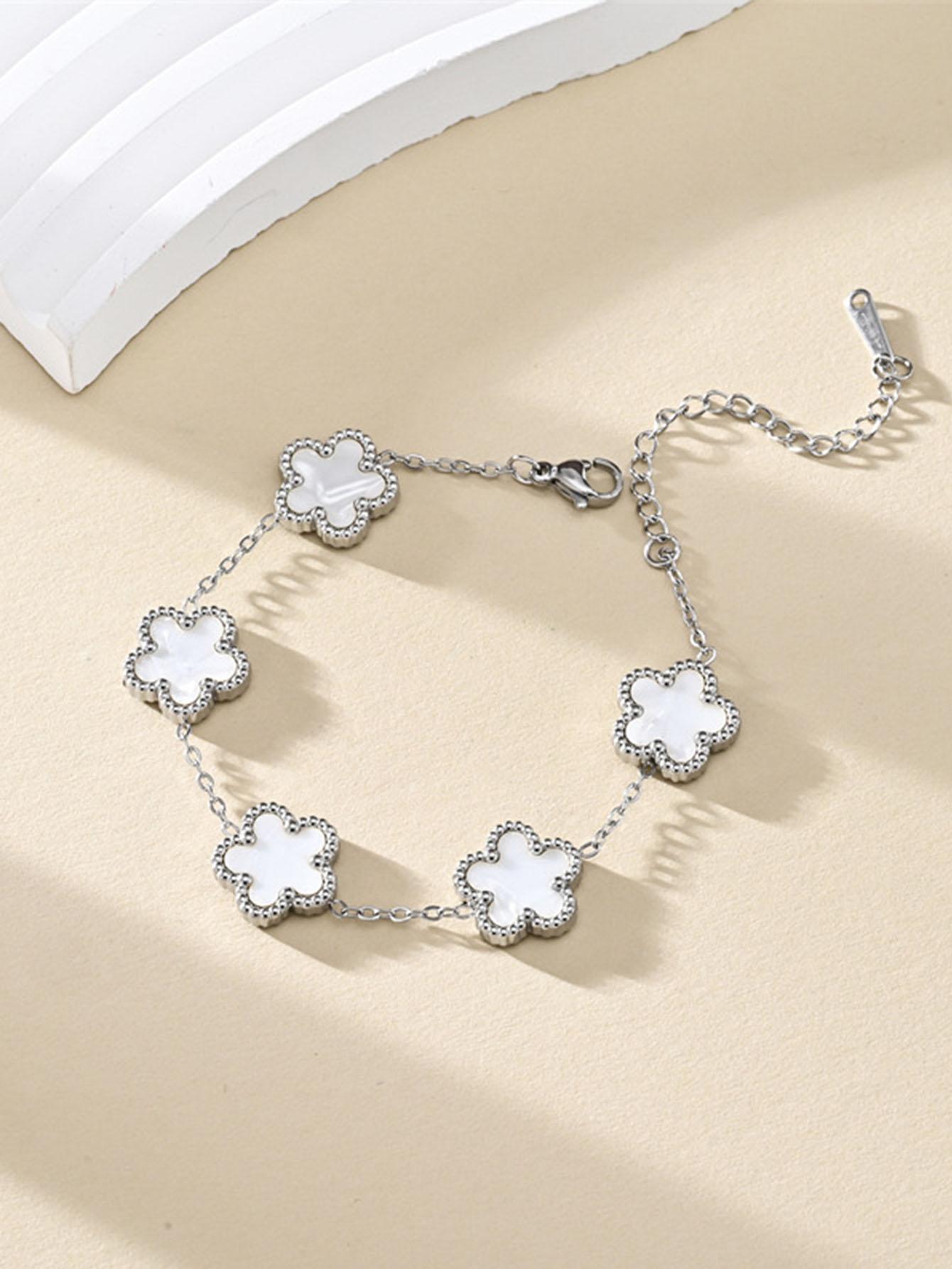 1 Piece Light Luxury Lucky Stainless Steel Five Flower Bracelet for Women s Daily Commuter Accessories, Clover Zircon Bracelet білий
1 Piece Light Luxury Lucky Stainless Steel Five Flower Bracelet for Women s Daily Commuter Accessories, Clover Zircon Bracelet білий