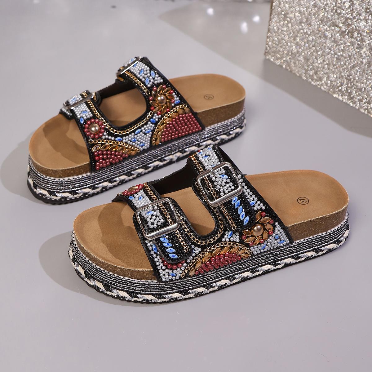 Fashion Rhinestone Platform Cool Mopping Women s Fashion Round Toe Open Toe Metal Buckle Anti-slip Wear-resistant Flats 35 чёрный
Fashion Rhinestone Platform Cool Mopping Women s Fashion Round Toe Open Toe Metal Buckle Anti-slip Wear-resistant Flats 35 чёрный