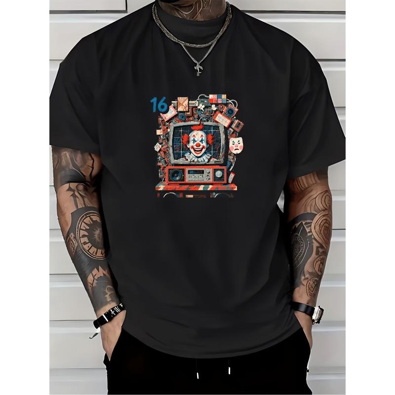 European Size Patron Saint of Losers Clown Retro TV Print Men S Premium Short Sleeve T-Shirt - Perfect for Halloween And Party Gifts, 4XL чорний
European Size Patron Saint of Losers Clown Retro TV Print Men S Premium Short Sleeve T-Shirt - Perfect for Halloween And Party Gifts, 4XL чорний