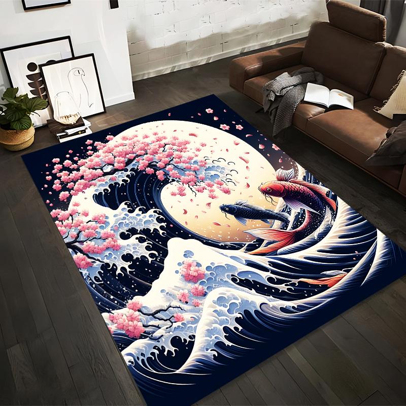 Japanese Style Cherry Blossoms, Koi Fish, Large Moon Wave Carpet Suitable for use as an anti-slip for living room bedroom sofas 40x60cm( 15x23in )
Japanese Style Cherry Blossoms, Koi Fish, Large Moon Wave Carpet Suitable for use as an anti-slip for living room bedroom sofas 40x60cm( 15x23in )