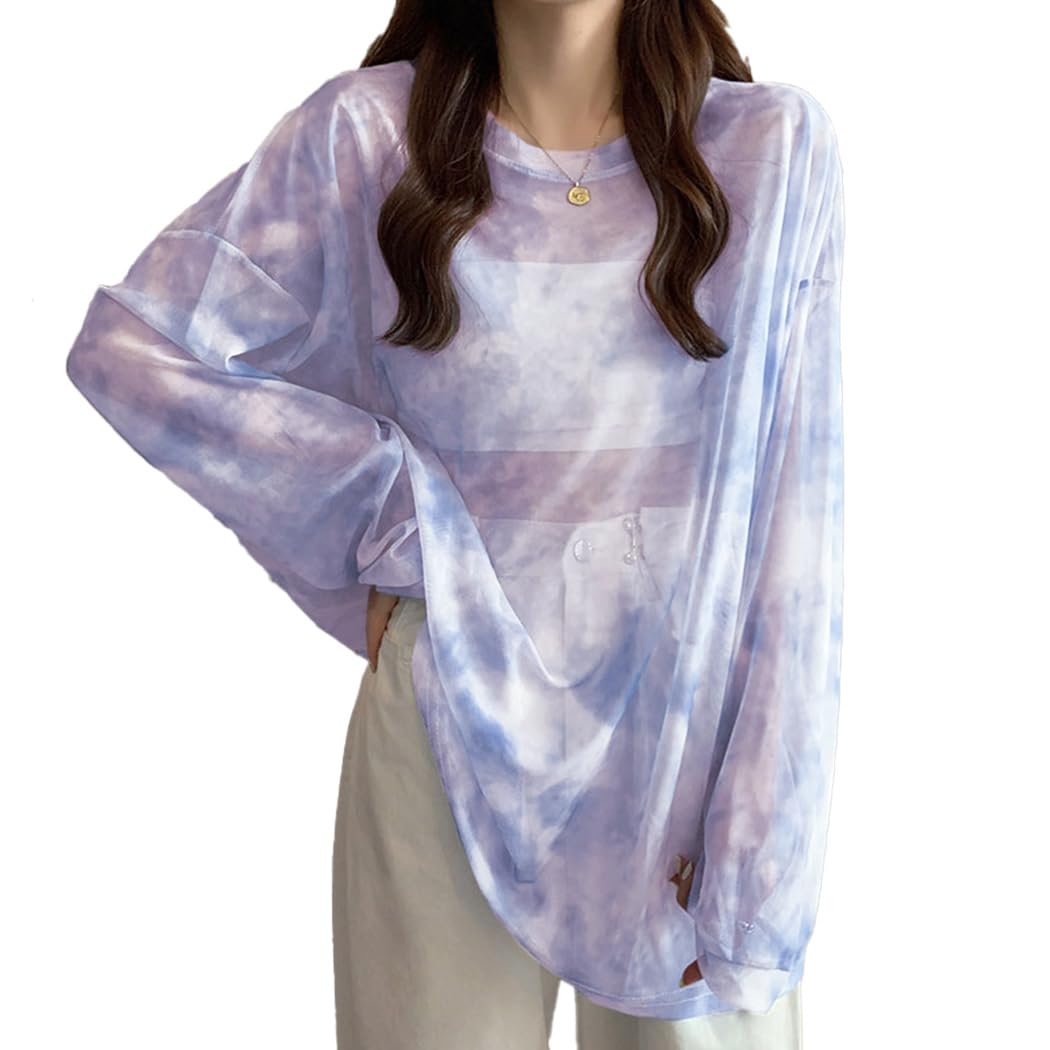 DAYCLOSET Sheer Long Sleeve Sheer Chiffon tops1956 Women s Blouse, Tie-Dye T-Shirt, Fabric, Stretchy, Spring/Summer, (One Size, Purple)
DAYCLOSET Sheer Long Sleeve Sheer Chiffon tops1956 Women s Blouse, Tie-Dye T-Shirt, Fabric, Stretchy, Spring/Summer, (One Size, Purple)