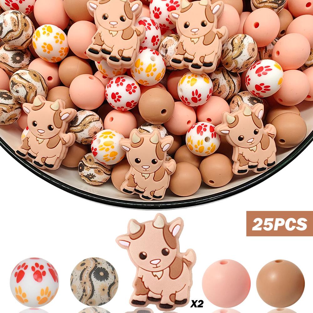 25PCS calf and pony silicone bead set, perfect for DIY handmade crafts such as keychains, necklaces, bracelets, etc
25PCS calf and pony silicone bead set, perfect for DIY handmade crafts such as keychains, necklaces, bracelets, etc