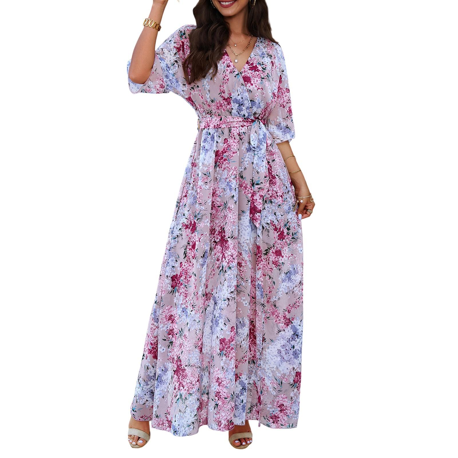 Women s V-neck Elegant Floral Print Waist Dress XL рожевий
Women s V-neck Elegant Floral Print Waist Dress XL рожевий
