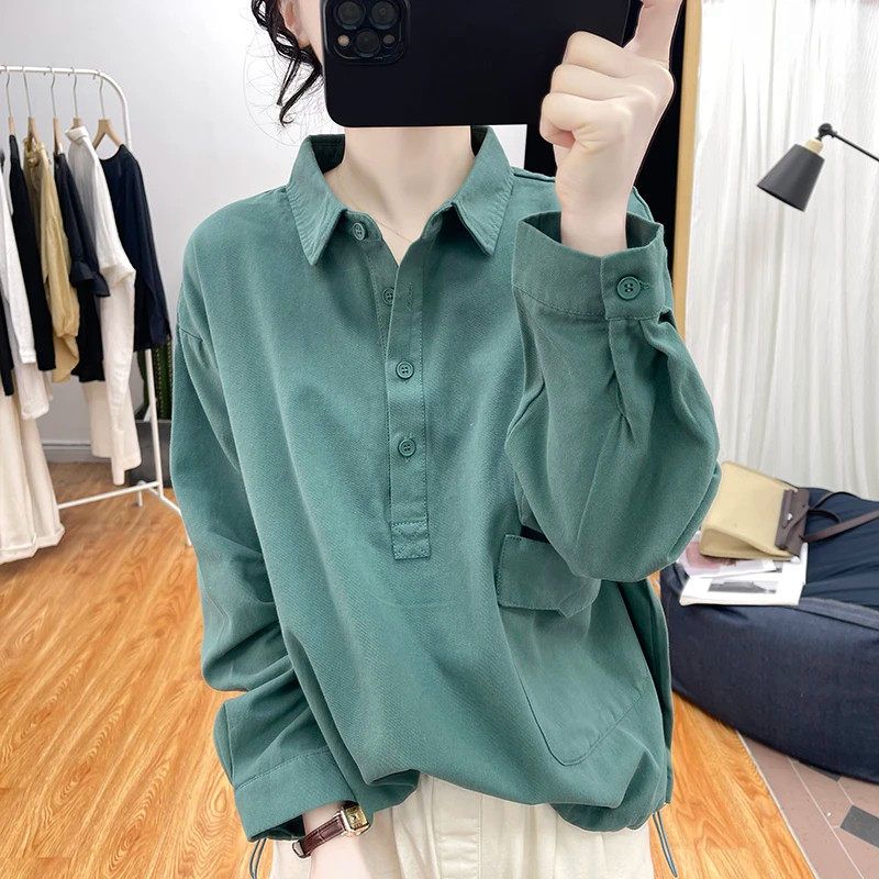 Designed Pure Cotton Long-Sleeved Shirt for Women, Spring New Style 2026, Hong Kong Style Pullover Top, Retro Loose Shirt, Trendy Retro Green 3XL
Designed Pure Cotton Long-Sleeved Shirt for Women, Spring New Style 2026, Hong Kong Style Pullover Top, Retro Loose Shirt, Trendy Retro Green 3XL
