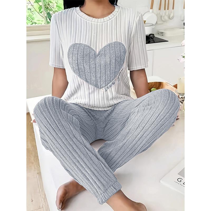 Spring Summer Women Sleepwear Short Sleeve Heart Tops and Long Pants Pyjamas 2 Piece Set Pajamas Set Casual Homewear Loungewear XL синій
Spring Summer Women Sleepwear Short Sleeve Heart Tops and Long Pants Pyjamas 2 Piece Set Pajamas Set Casual Homewear Loungewear XL синій