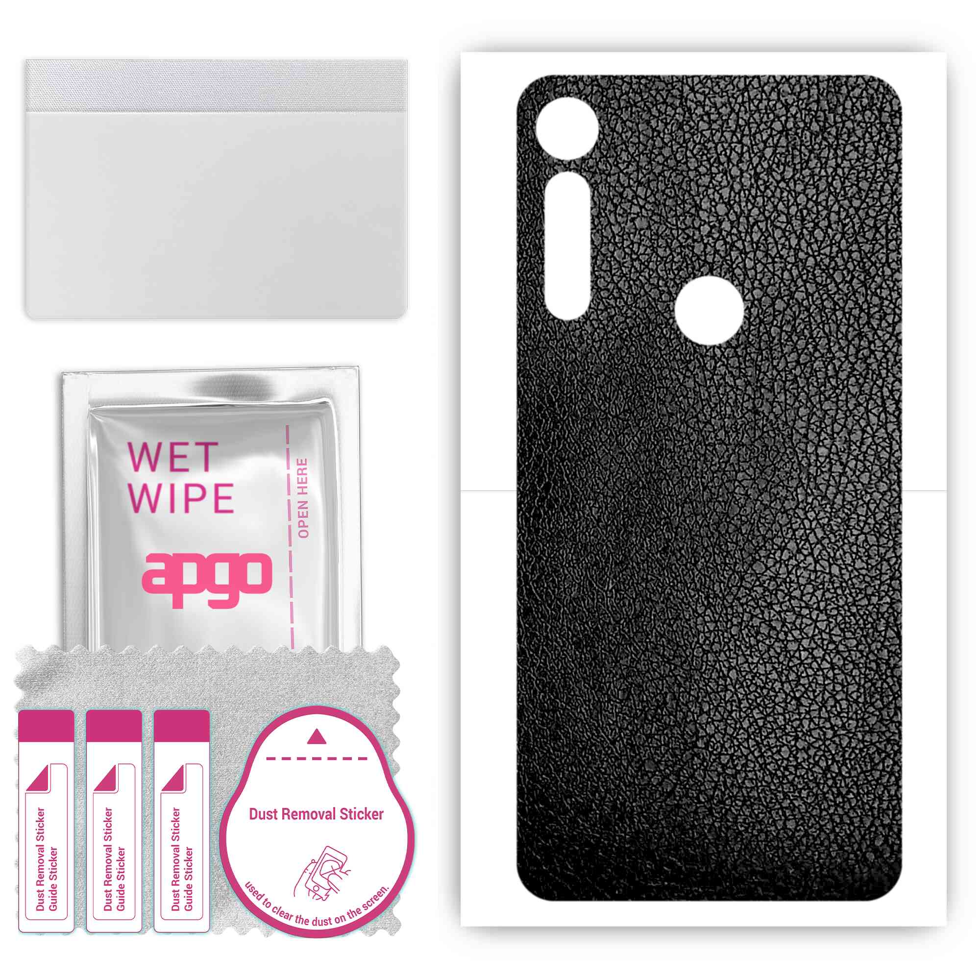apgo Protective Skin Sticker for the back compatible with Motorola Moto G8 Play, Wrap Film, Foil, Vinyl - Pattern Black Leather
apgo Protective Skin Sticker for the back compatible with Motorola Moto G8 Play, Wrap Film, Foil, Vinyl - Pattern Black Leather