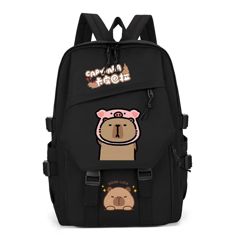 Новый Капибара милый принт эмодзи колледж легкий стиль ученики начальной и средней школы рюкзак для позвоночника No specification