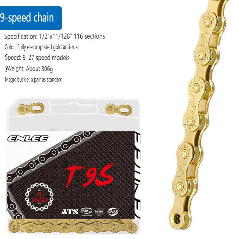 ENLEE Цепь для горного велосипеда, шоссейного велосипеда, 8 9 10 11 12 скоростей, плакированная цепь, устойчивая к ржавчине, с волшебной пряжкой