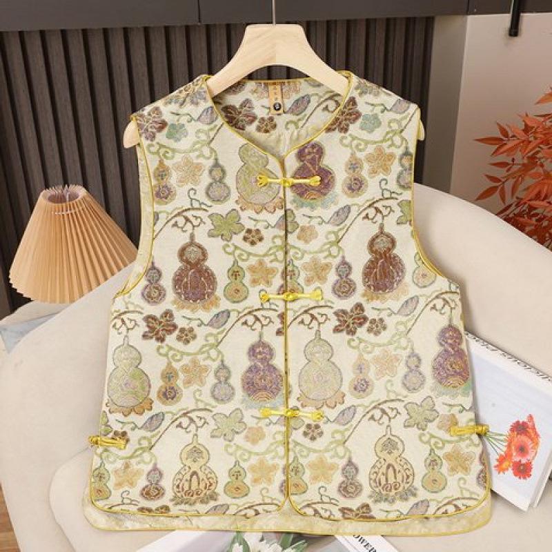 Women s Retro Chinese Gourd Jacquard Vest, Spring/Autumn Round-Neck with Frog Buttons 3XL (120-135 jin)
Women s Retro Chinese Gourd Jacquard Vest, Spring/Autumn Round-Neck with Frog Buttons 3XL (120-135 jin)