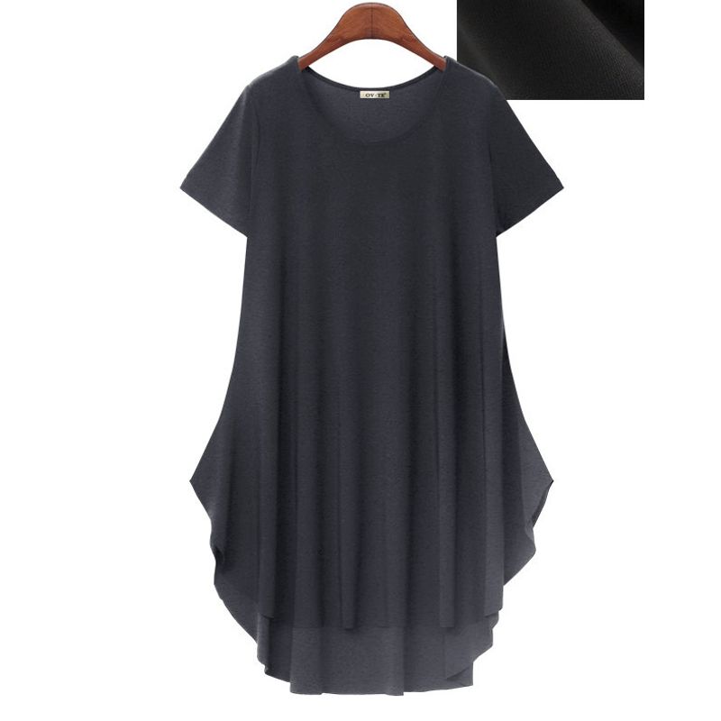 Spring and Summer Fashion Style Casual Minimalist New Arrival Short Sleeve round Neck Pullover Solid Color Mid Length Long Length Loose Dress Fashion Black L
Spring and Summer Fashion Style Casual Minimalist New Arrival Short Sleeve round Neck Pullover Solid Color Mid Length Long Length Loose Dress Fashion Black L
