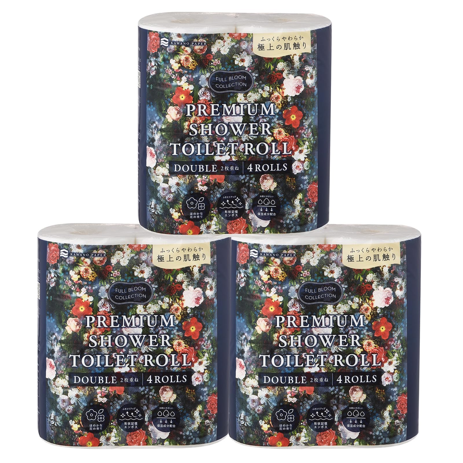 Kono Paper FULL BLOOM COLLECTION Premium Shower Toilet rolls x 3 (4 packs)
Kono Paper FULL BLOOM COLLECTION Premium Shower Toilet rolls x 3 (4 packs)