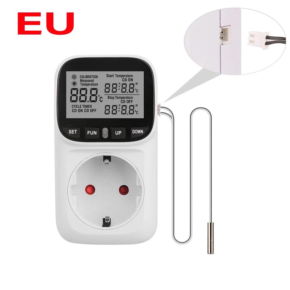 EU Plug 220V Digital Temperature Controller Socket Thermostat With Timer Switch Heating Cooling For Refrigerator Aquaculture
EU Plug 220V Digital Temperature Controller Socket Thermostat With Timer Switch Heating Cooling For Refrigerator Aquaculture