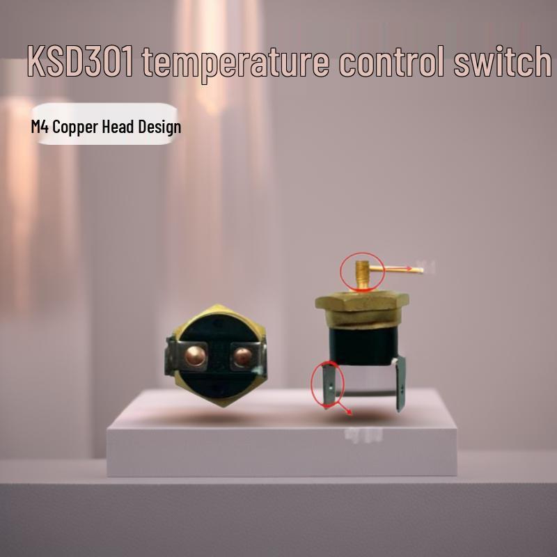 Hexagonal Copper Head Bakelite Bent Pin M4 Normally Closed KSD301/302 Thermostat Switch, 40-150°C, 250V 10A Normally Closed, 55°C, Copper Pin
Hexagonal Copper Head Bakelite Bent Pin M4 Normally Closed KSD301/302 Thermostat Switch, 40-150°C, 250V 10A Normally Closed, 55°C, Copper Pin